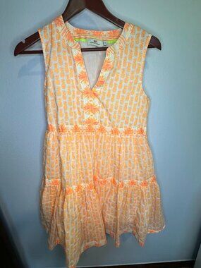 Vineyard Vines 100% Cotton Pineapple Print Tiered Mini Dress - Sz Small